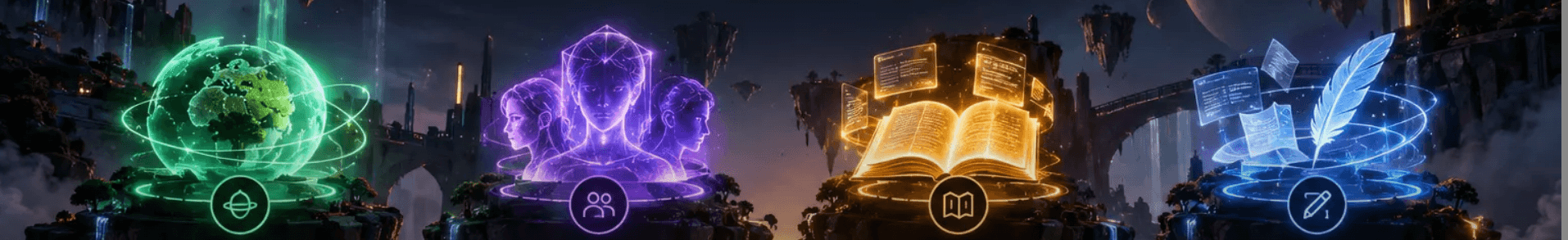 Novarrium hubs -- World Builder, Character Forge, Story Planner, Chapter Writer