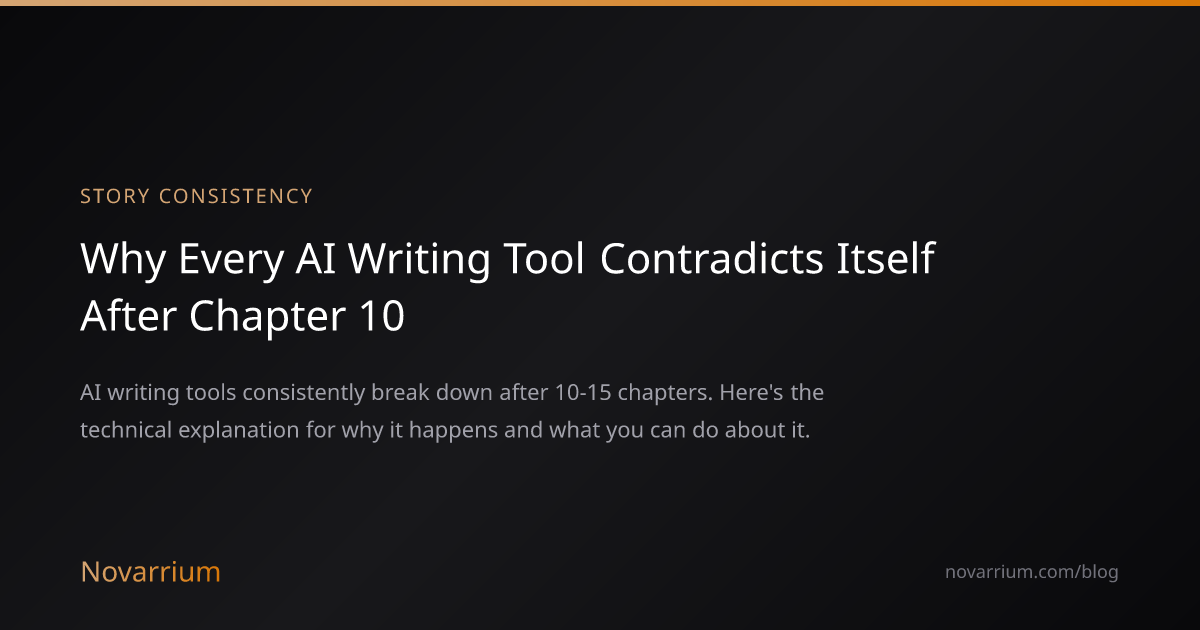 Why AI Writing Breaks After Chapter 10 (Technical Fix) | Novarrium